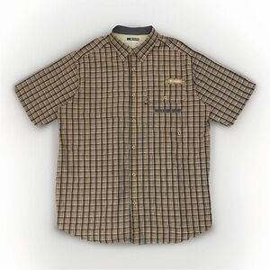 Columbia Men's PHG Hunting Button Down Shirt Short Sleeves Brown Plaid Size L